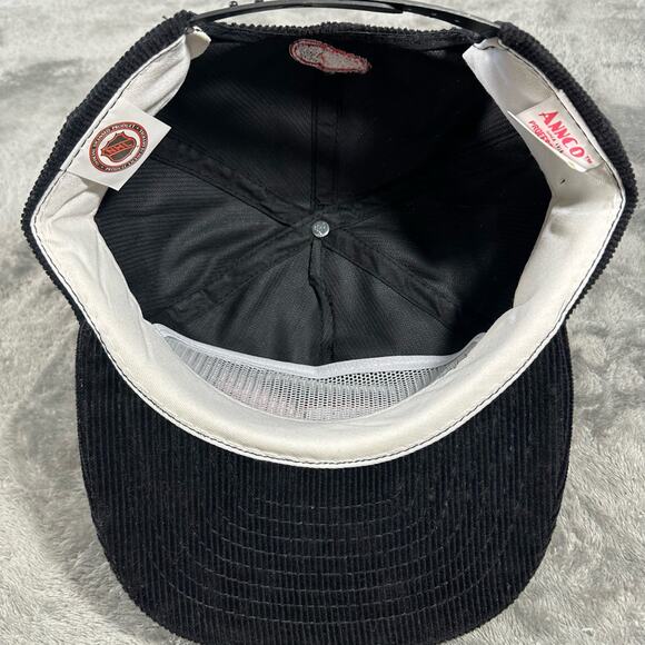 Vintage NHL Detroit Red Wings Black Corduroy Snapback Hat Excellent Condition - Picture 6 of 10